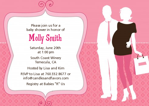  Silhouette Couple | It's a Girl - Baby Shower Invitations Light Pink